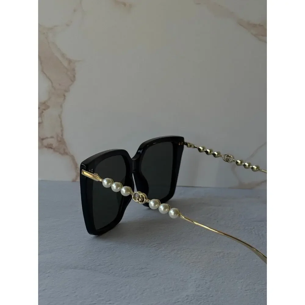 NEW Gucci GG1967S Oversized Black Pearl Sunglasses $665